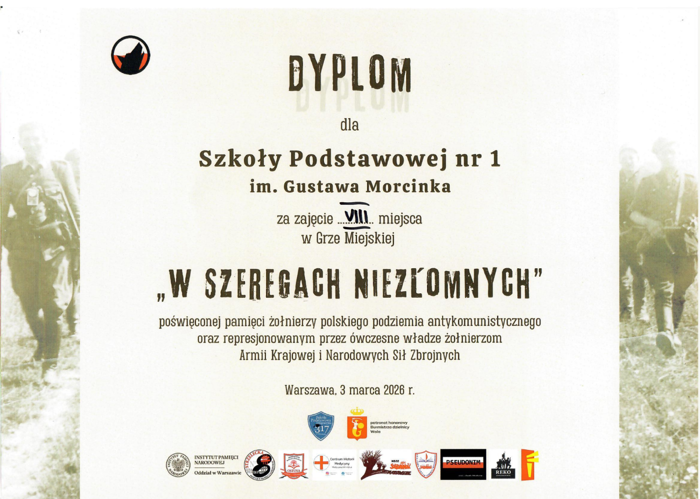 dyplom ukończenia gry miejskiej