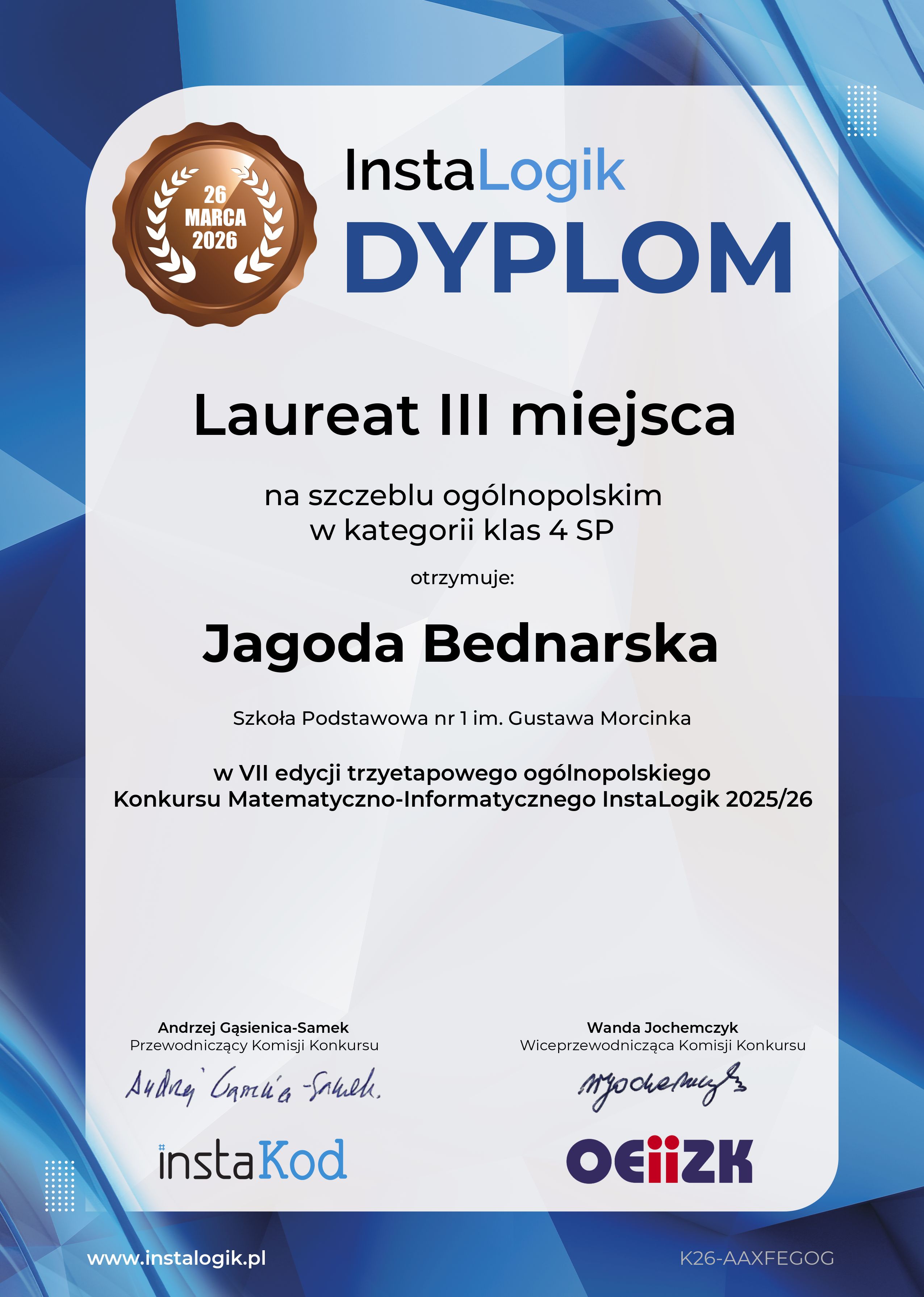 Dyplom Jagoda Bednarska
