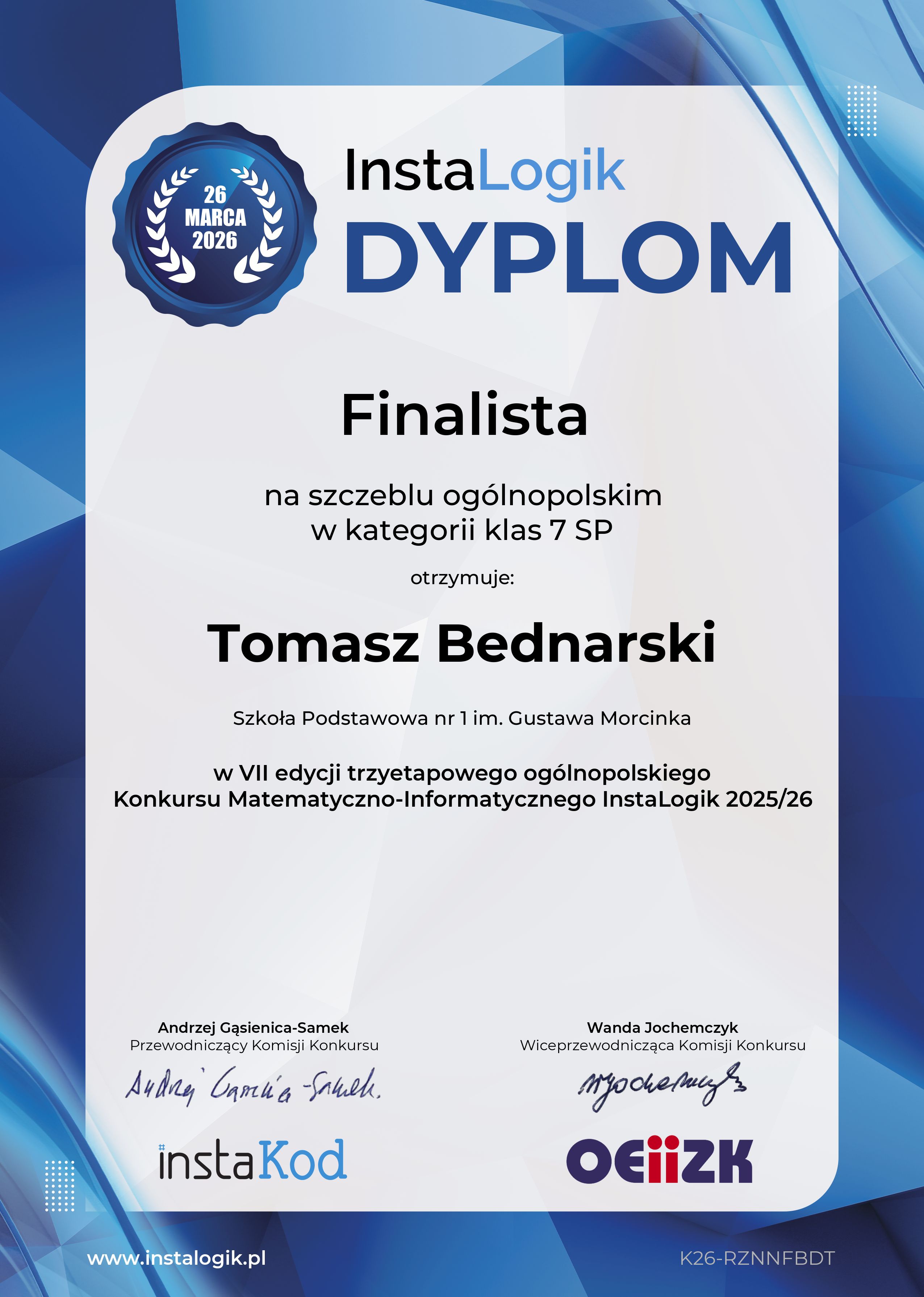 Dyplom Tomasz Bednarski