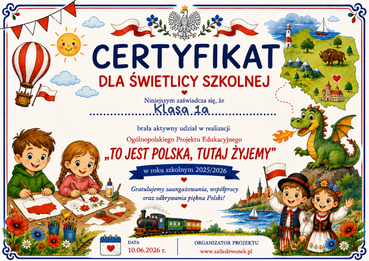 certyfikat ukończenia projektu