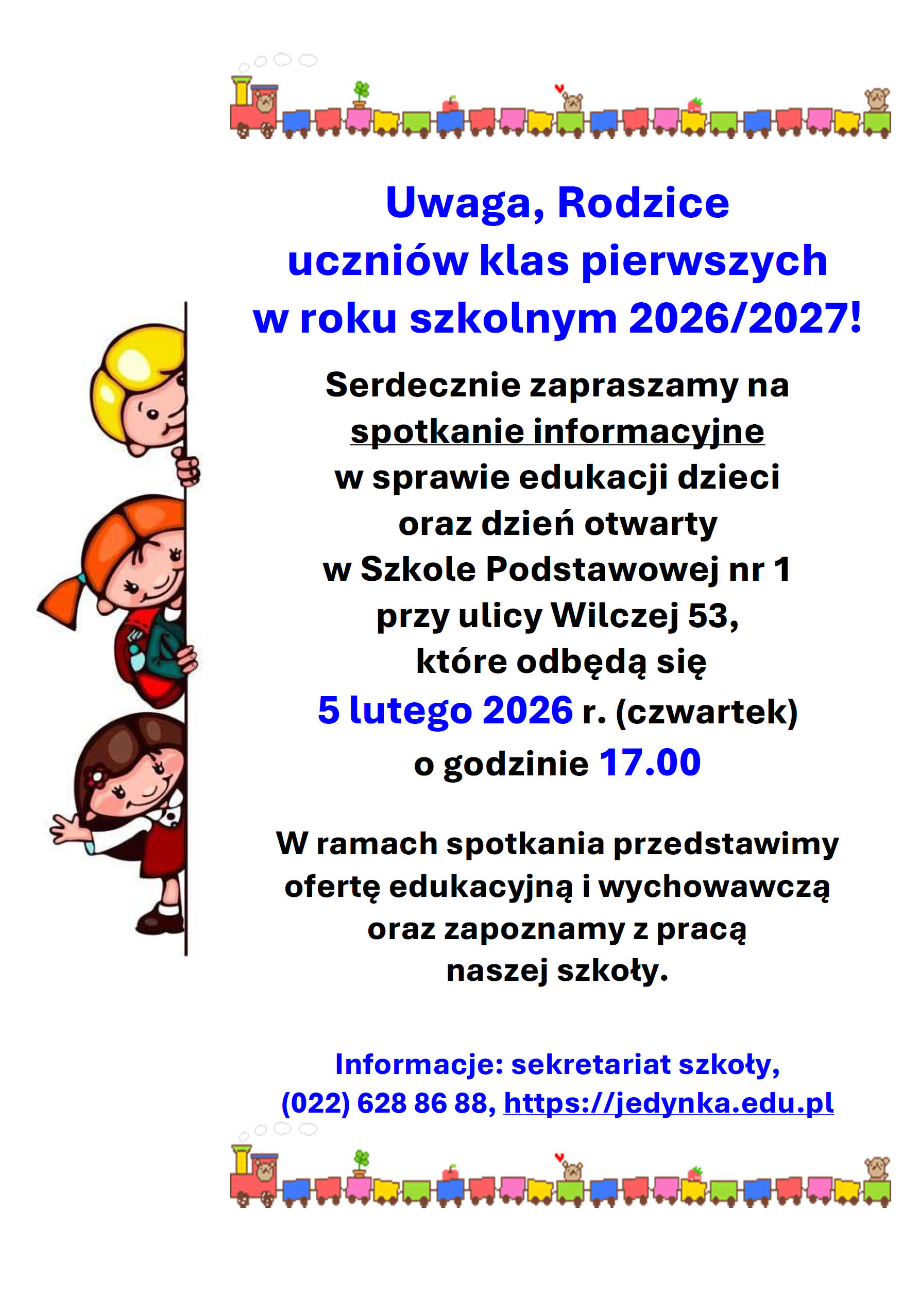 plakat o zebraniu informacyjnym dla rodziców